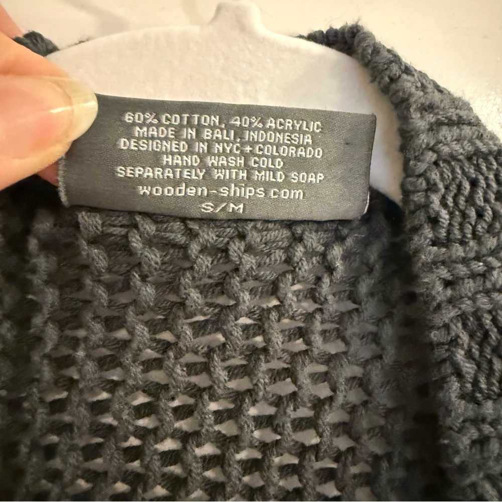 Wooden Ships Chunky Open Knit Grey Cardigan (S/M) - Picture 4 of 7